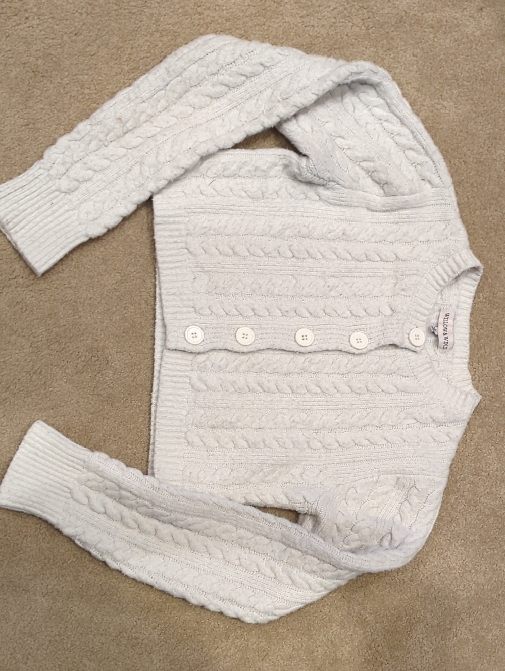Cropped Cable Knit Button-Front Sweater Cardigan - White